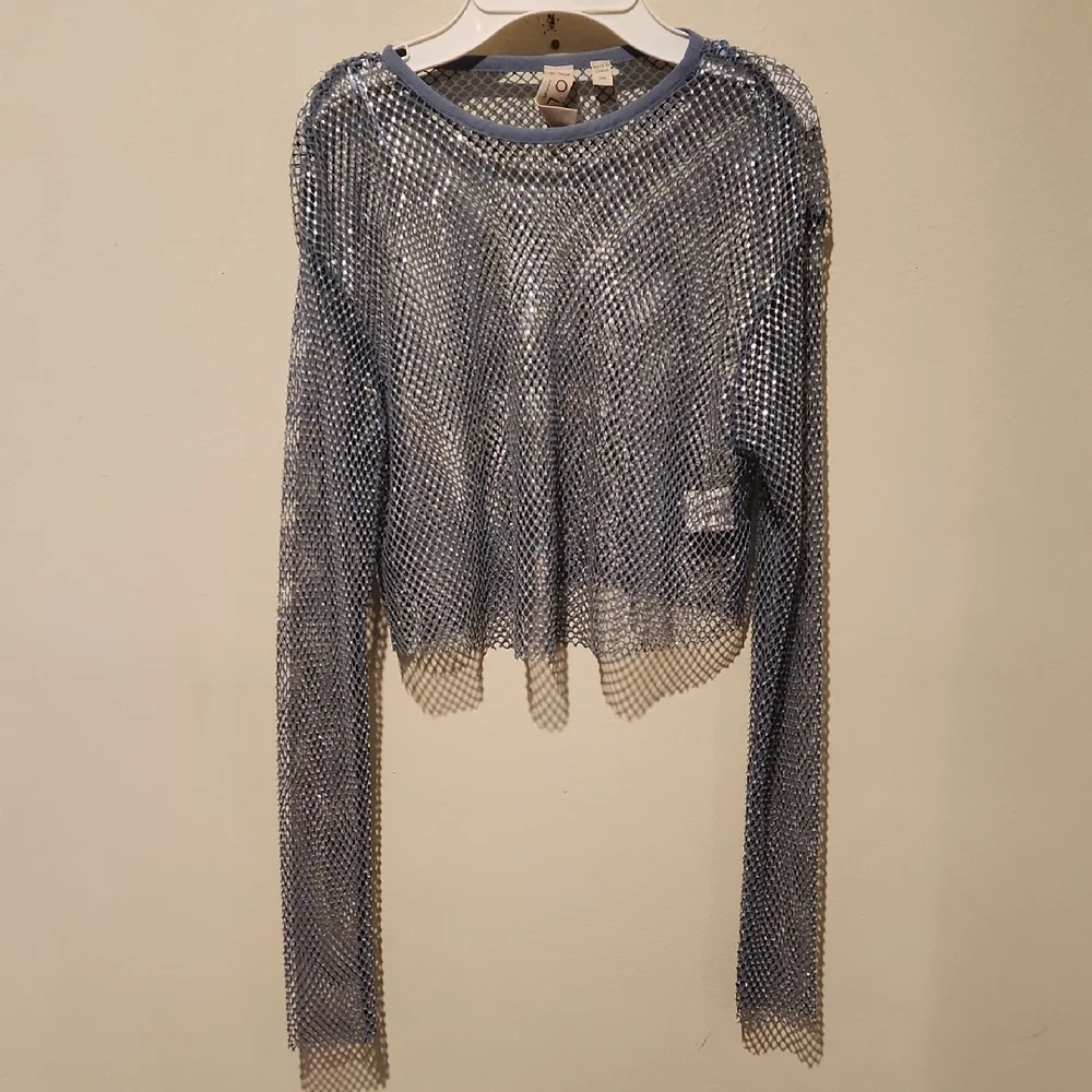 ❤️ ANTHROPOLOGIE DOLAN SLINKY MESH RHINESTONE CROP TOP, XXS